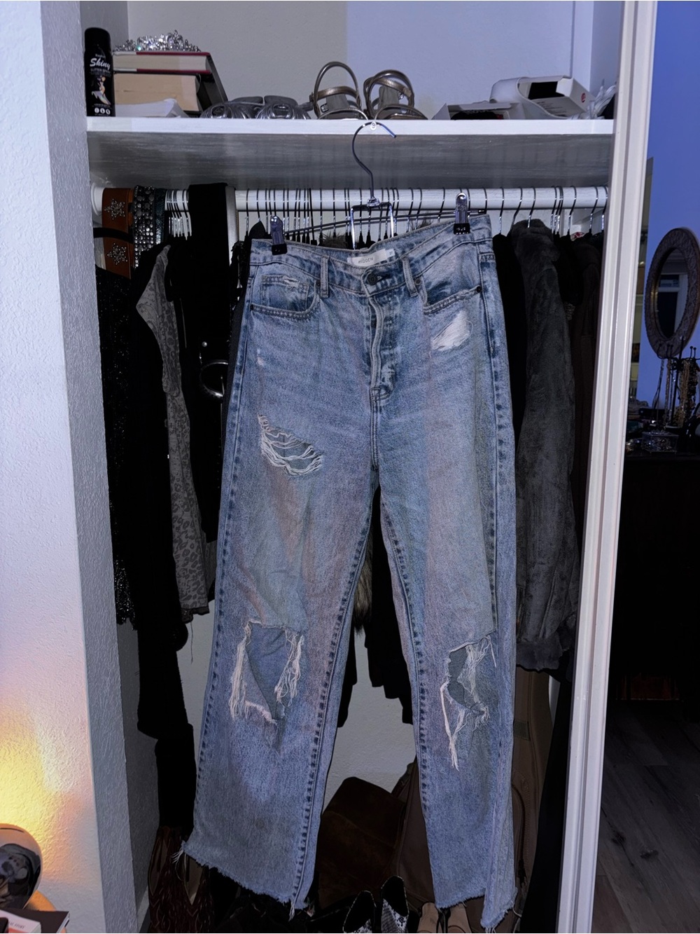 Distressed Light Blue Ripped Jeans - Picture 2 of 4